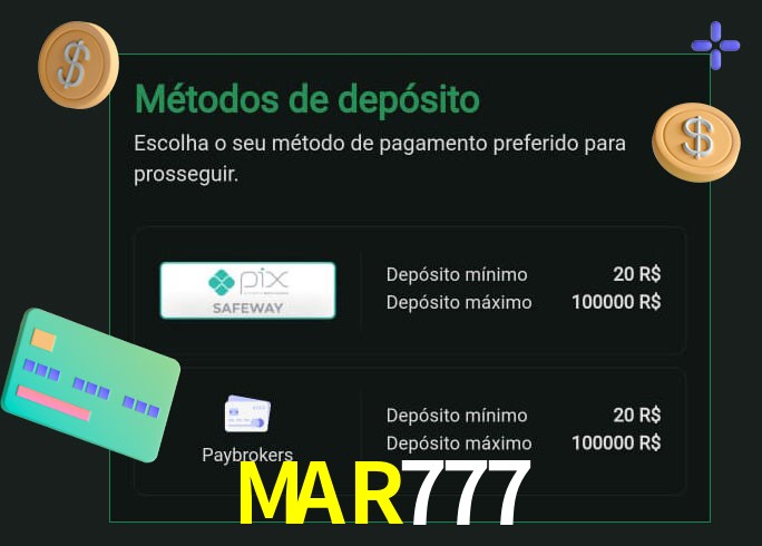 O cassino MAR777bet oferece uma grande variedade de métodos de pagamento